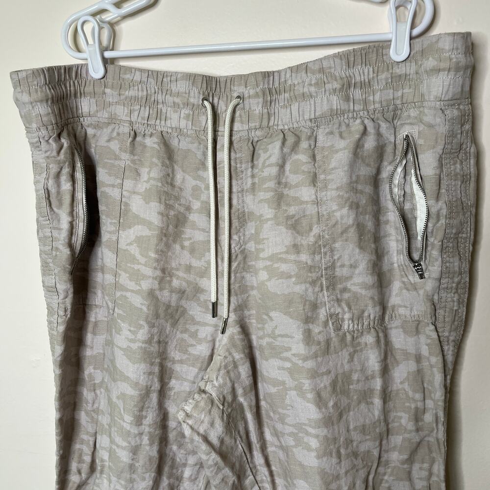 Athleta Cabo Tide Linen Jogger Pants Women's‎ Size 22 Beige Camo Drawstring Tan - Picture 4 of 8